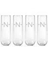 Susquehanna Glass Monogrammed Set Of Four 8.5oz Dot Stemless Flutes, (a-z)
