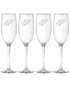 Susquehanna Glass Monogrammed Set Of Four 8oz Champlain Grand Flutes, (a-z)