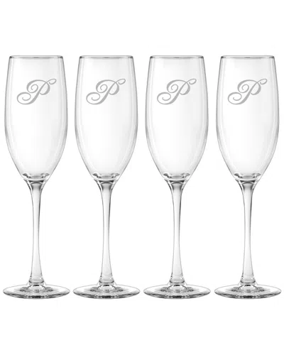 Susquehanna Glass Monogrammed Set Of Four 8oz Champlain Grand Flutes, (a-z)