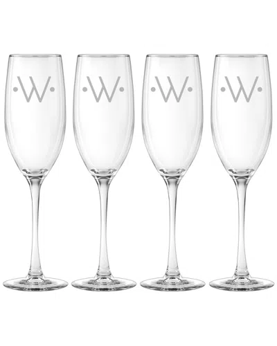 Susquehanna Glass Monogrammed Set Of Four 8oz Dot Grand Flutes