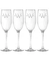 Susquehanna Glass Monogrammed Set Of Four 8oz Dot Grand Flutes, (a-z)