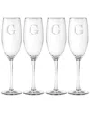 Susquehanna Glass Monogrammed Set Of Four 8oz Engraver Grand Flutes, (a-z)