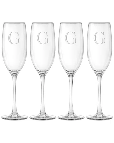 SUSQUEHANNA SUSQUEHANNA GLASS MONOGRAMMED SET OF FOUR 8OZ ENGRAVER GRAND FLUTES