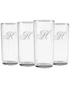 Susquehanna Glass Monogrammed Set Of Four Champlain Slim Hi Ball Glass Monogrammedes, (a-z)