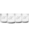Susquehanna Glass Monogrammed Set Of Four Champlain Slim Rocks Glasses, (a-z)