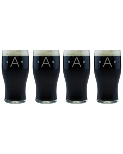 Susquehanna Glass Monogrammed Set Of Four Dot Classic Pub Glasses