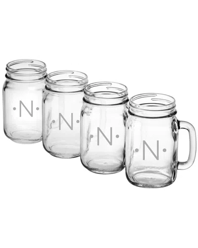 Susquehanna Glass Monogrammed Set Of Four Dot Handled Mason Jars