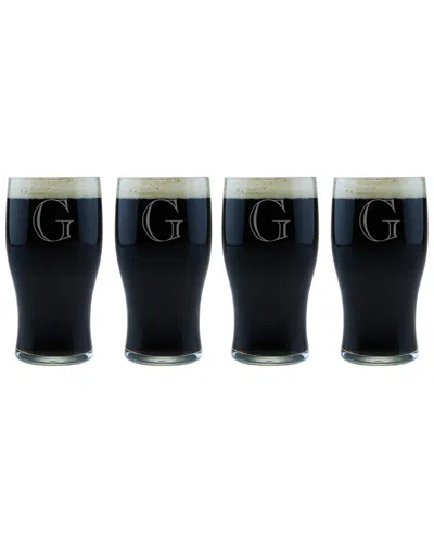 Susquehanna Glass Monogrammed Set Of Four Engraver Classic Pub Glasses, (a-z)