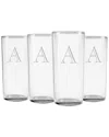 Susquehanna Glass Monogrammed Set Of Four Engraver Slim Hi Ball Glasses, (a-z)