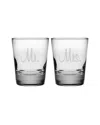 Susquehanna Glass Mr. & Mrs. Set Of Two 13.25oz Double Old Fashioned Glasses