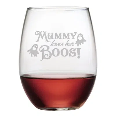 Susquehanna Glass Mummy Loves Her Boos 21 Oz. Stemless Wine Glass In Clear