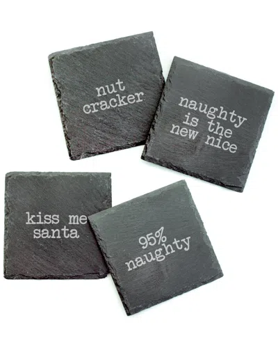 Susquehanna Glass Naughty Christmas Set Of Four Slate Coasters