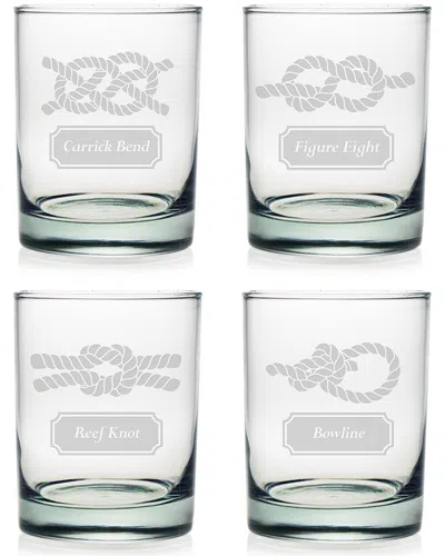 Susquehanna Glass Nautical Knots Set Of 4 Rocks Glasses