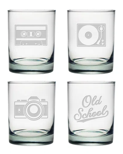 Susquehanna Glass Old School Rock Set Of 4 Glasses
