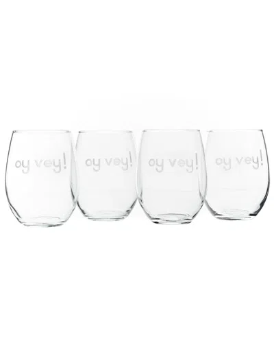 Susquehanna Glass Oy Vey Set Of Four 21oz Stemless Glasses