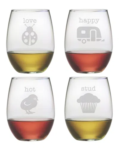 Susquehanna Glass Pet Names Set Of 4 21oz Stemless Glasses