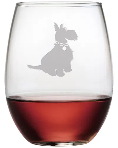 Susquehanna Glass Preppy Pup Set Of 4 Stemless Wine Glasses