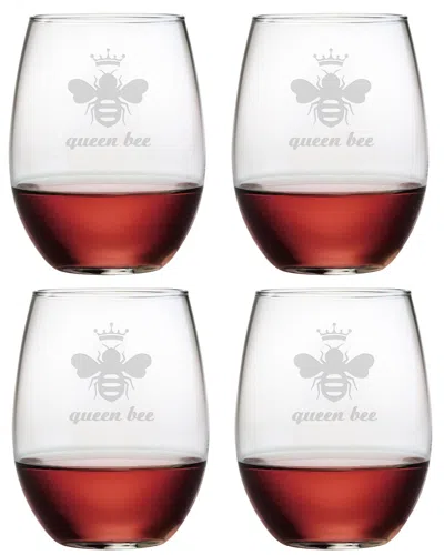 Susquehanna Glass Queen Bee Set Of Four 21oz Stemless Wine Glasses