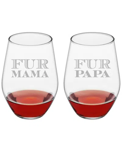 Susquehanna Glass Set Of 2 19oz Mama & Papa Stemless Wine Glasses