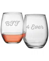 Susquehanna Glass Set Of 2 Bff 4 Ever Stemless Wine Glasses