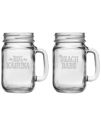 Susquehanna Glass Set Of 2 Big Kahuna & Beach Babe Drinking Jars