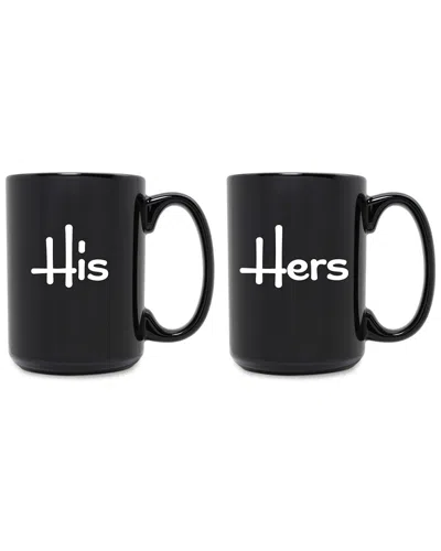 Susquehanna Glass Set Of 2 His & Hers Grande Black Mugs
