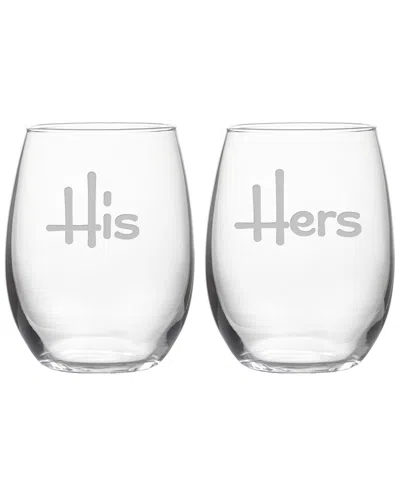 Susquehanna Glass Set Of 2 His & Hers Stemless Wine Glasses