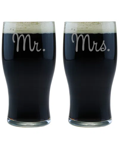 Susquehanna Glass Set Of 2 Hubby & Wifey Classic Pub Glasses