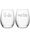 Susquehanna Glass Set Of 2 I Do Me Too Stemless Wine Glasses