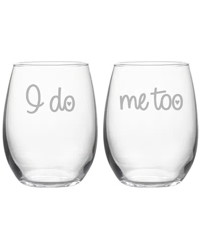 Susquehanna Glass Set Of 2 I Do Me Too Stemless Wine Glasses