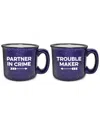 Susquehanna Glass Set Of 2 Partner In Crime Grande Black Mugs