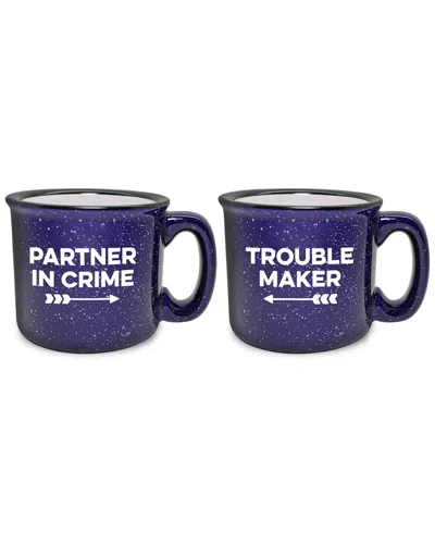 Susquehanna Glass Set Of 2 Partner In Crime Grande Black Mugs