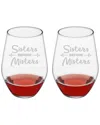 Susquehanna Glass Set Of 2 Sisters Before Misters Stemless Wine Glasses