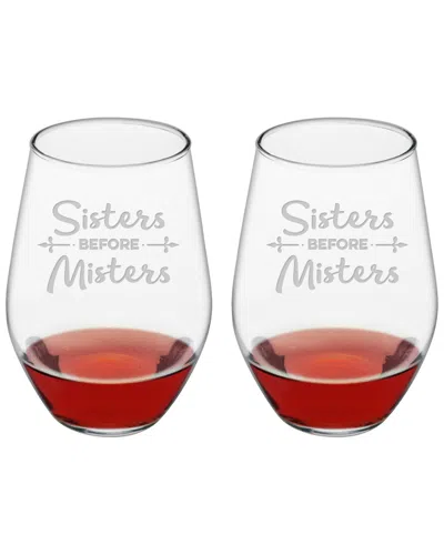 Susquehanna Glass Set Of 2 Sisters Before Misters Stemless Wine Glasses