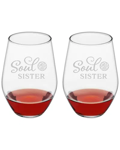 Susquehanna Glass Set Of 2 Soul Sister Stemless Wine Glasses