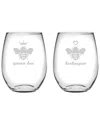 Susquehanna Glass Set Of 2 The Hive Stemless Wine Glasses