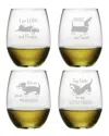 Susquehanna Glass Set Of 4 21oz Dachsund Assortment Stemless Wine Glasses