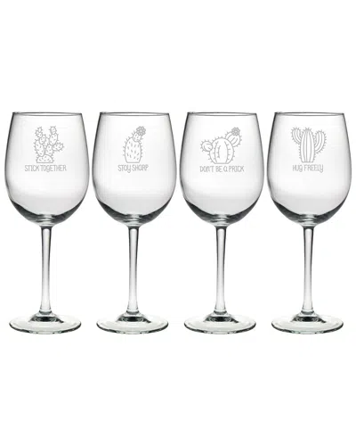 Susquehanna Glass Set Of 4 Advice From A Cactus Assortment Wine Glass