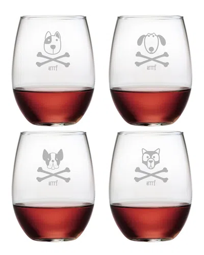 Susquehanna Glass Set Of 4 Arrrf Assortment Stemless Wine Tumblers