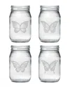 Susquehanna Glass Set Of 4 Butterflies Assortment Drinking Jar