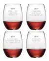 Susquehanna Glass Set Of 4 Cat Tales Assortment Stemless Wine Tumblers