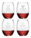 Susquehanna Glass Set Of 4 Cats & Dogs Assortment Stemless Wine Tumblers