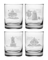 Susquehanna Glass Set Of 4 Chesapeake Lighthouse Collection Rocks Glasses