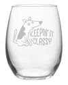 Susquehanna Glass Set Of 4 Classy Dog Stemless Wine Tumblers