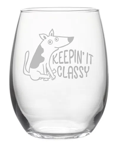 Susquehanna Glass Set Of 4 Classy Dog Stemless Wine Tumblers