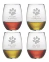 Susquehanna Glass Set Of 4 Dog Wisdom Assortment Stemless Wine Tumblers