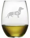 Susquehanna Glass Set Of 4 Festive Dachshund Stemless Wine Tumblers
