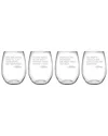 Susquehanna Glass Set Of 4 Go Ask Mom Assortment Stemless Wine Glasses