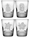 Susquehanna Glass Set Of 4 Hawaiian Icons Assortment Heavy Based Dof Glasses