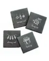 Susquehanna Glass Set Of 4 Holiday Hang Up's Square Slate Coasters